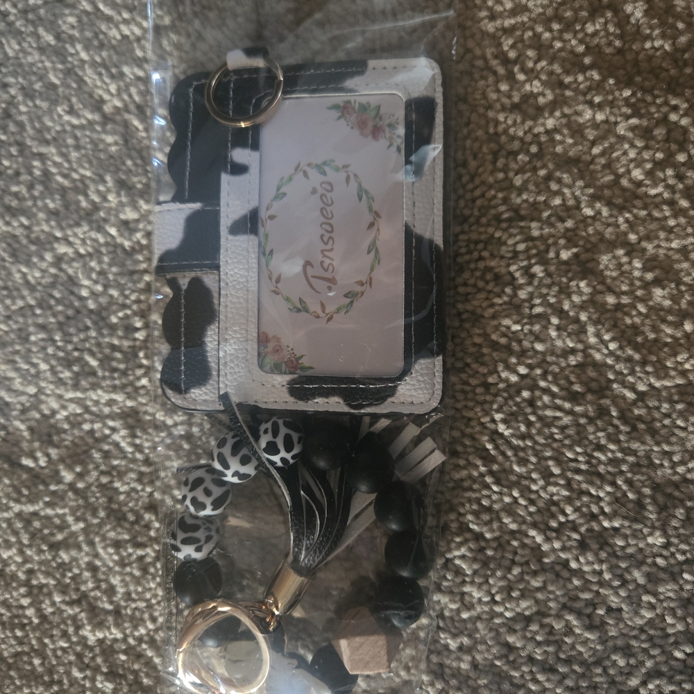 Cow Print ID Holder with Keychain